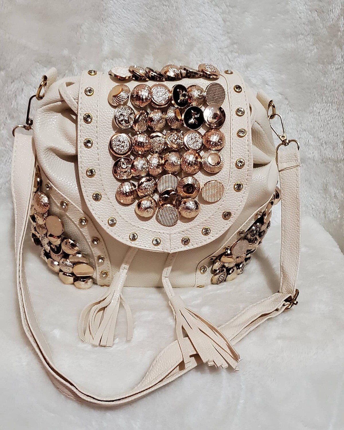 Cream Button Backpack/Crossbody