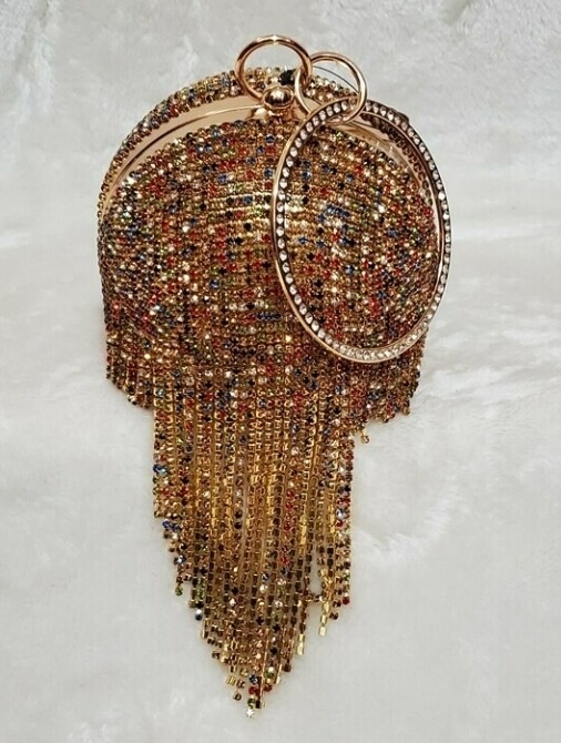 Colorful Gold Crystal Ball Wristlet