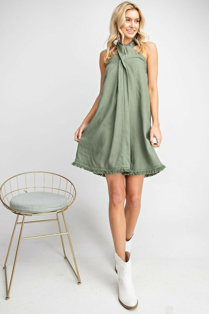 fringe halter dress