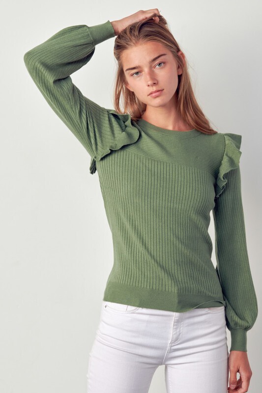Dannie Ruffle Shoulder Sweater