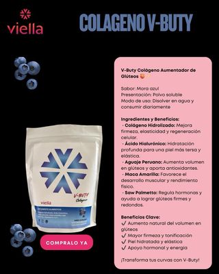Dúo Colágeno Vbuty + V-Grow caps Aumenta glúteos aumenta masa muscular