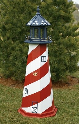 Wooden Patriotic Lawn Lighthouse
