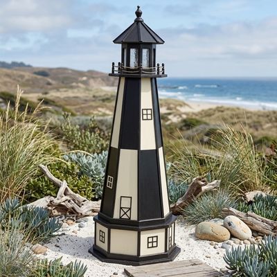 Cape Henry lawn lighthouse black and white