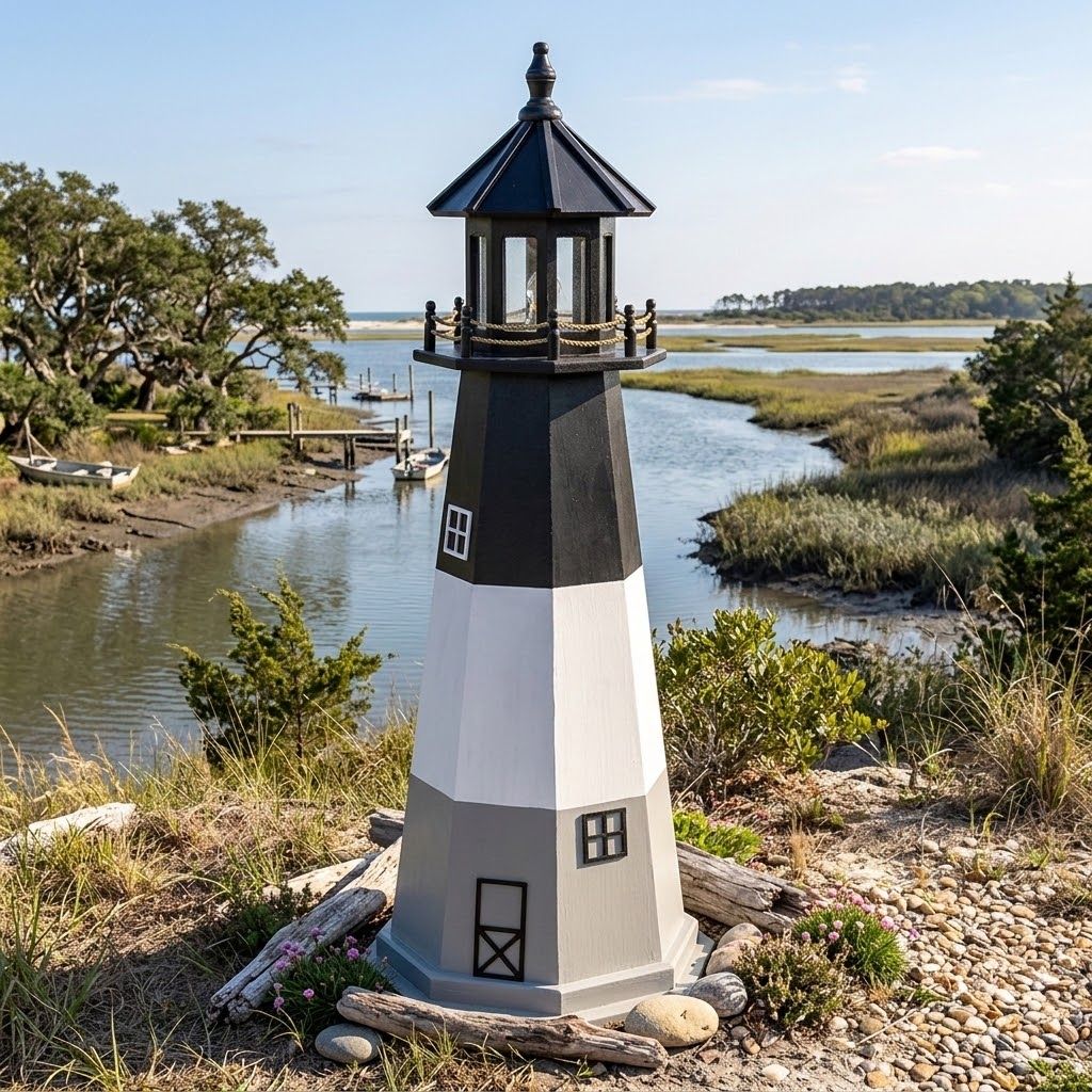 Wooden Oak Island Lawn Lighthouse