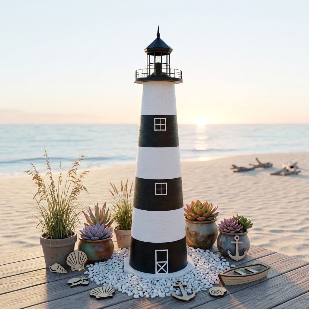 Cape Canaveral Lawn Lighthouse made of stucco