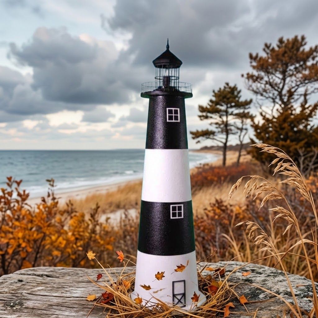 Fire Island Affordable Stucco Lawn Lighthouse