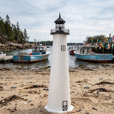 Cape Cod stucco lawn lighthouse