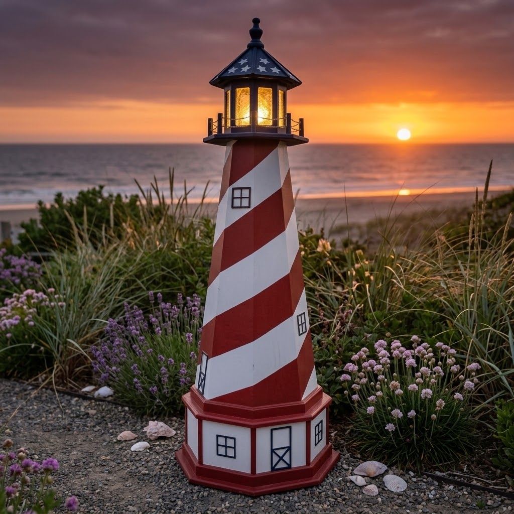 Hybrid Patriotic Lawn Lighthouse