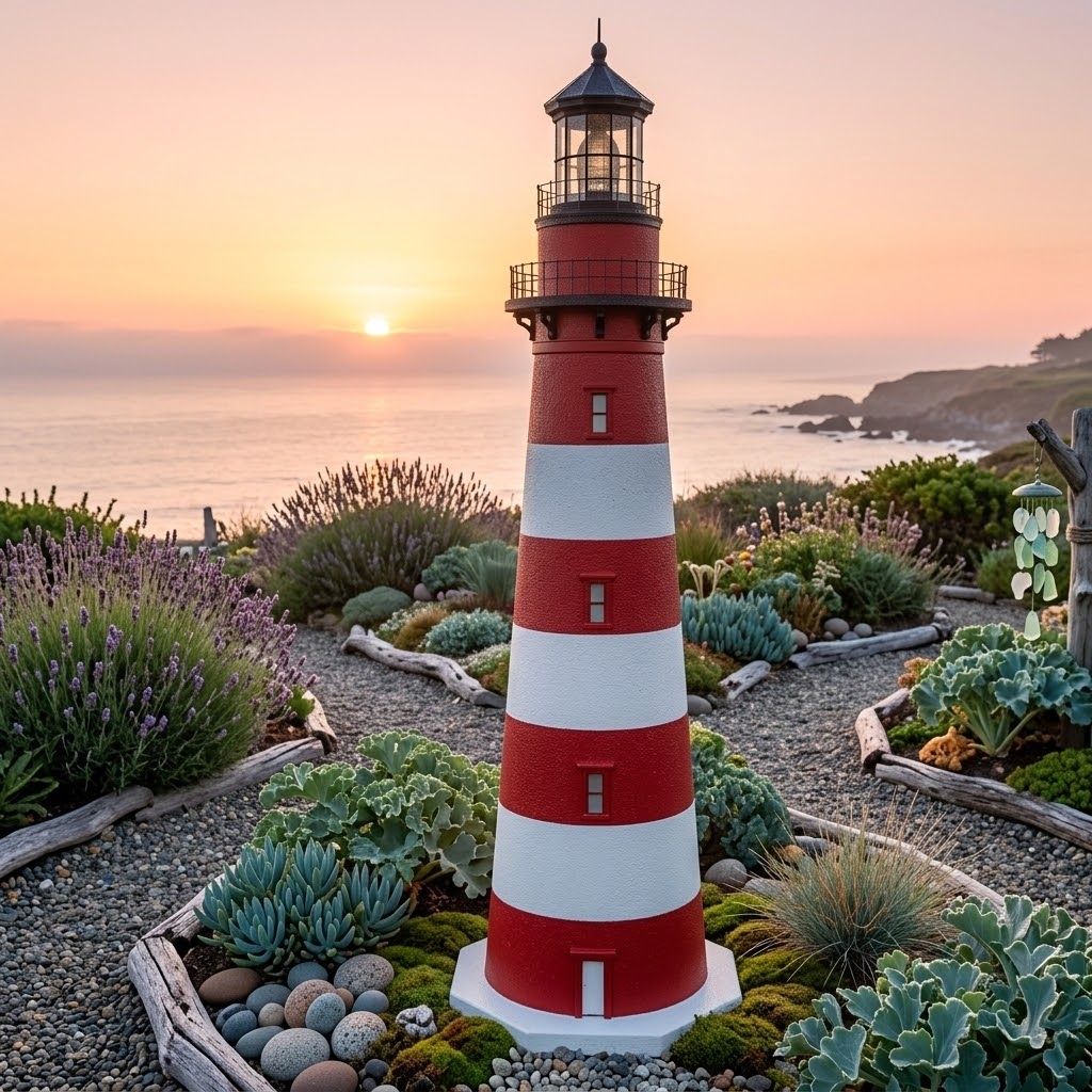 Assateague Deluxe Stucco Lawn Lighthouse - 4 ft.