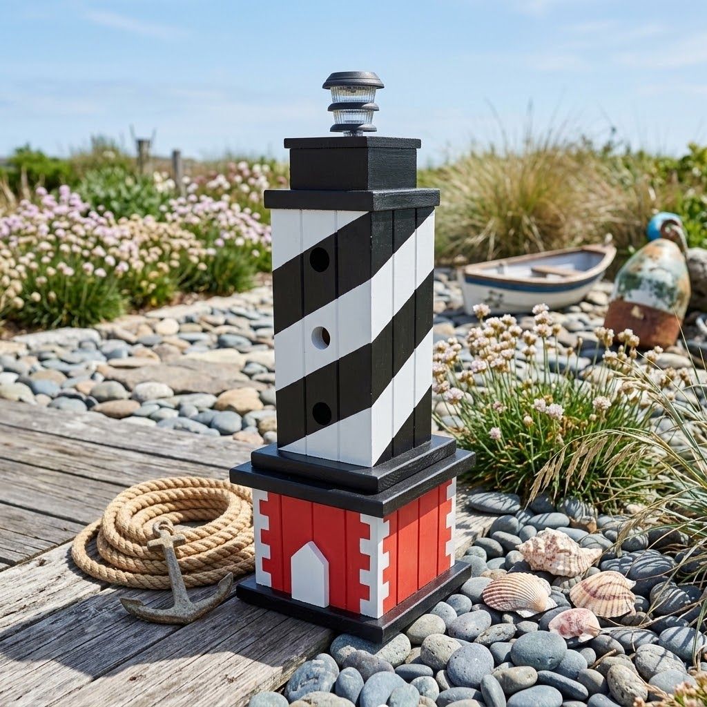 A 4 ft. tall cape hatteras lighthouse made out of 2 x 4's