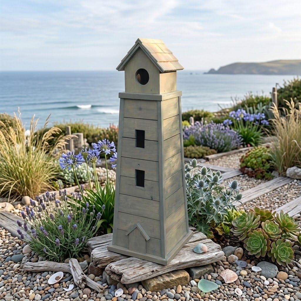 square shaped garden lighthouse DIY project