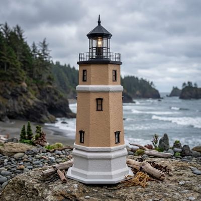 Split Rock Stucco Lawn Lighthouse - 4 ft.