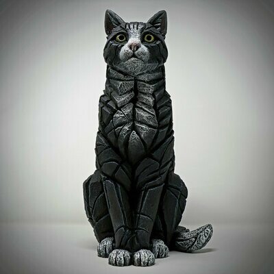 Edge Sculpture Sitting Cat Figurine Black & White