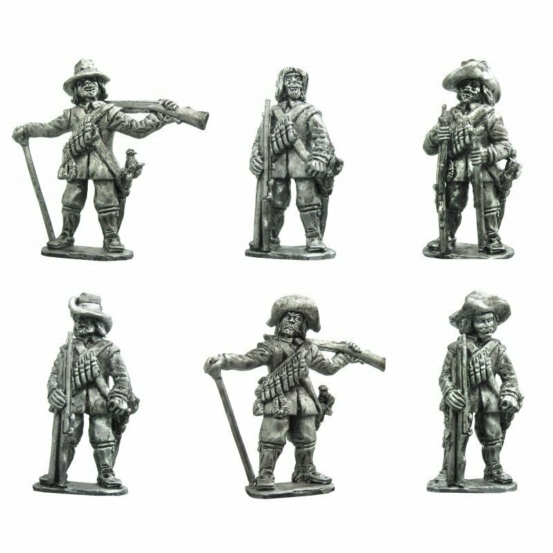 28mm Thirty years war Musketeers standing  x 6.