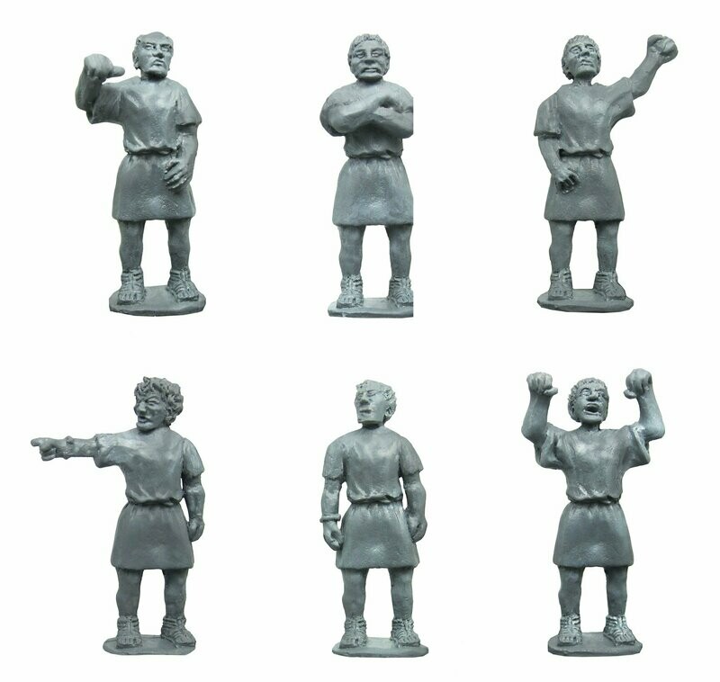 28mm Roman male civilians / spectators in tunics standing.