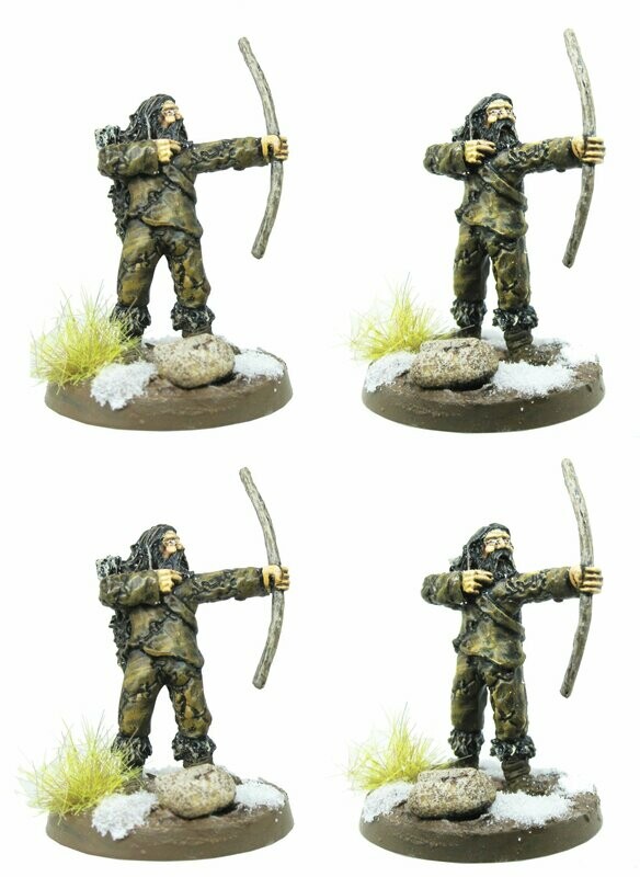 28mm Cavemen Archers firing x 4