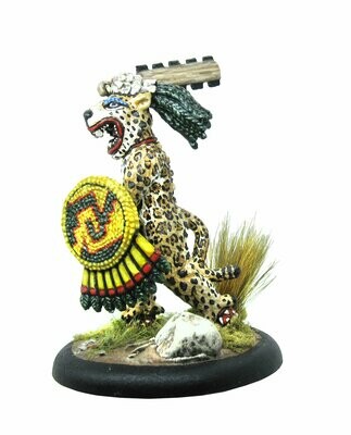 Aztec Jaguar knight attacking with macana