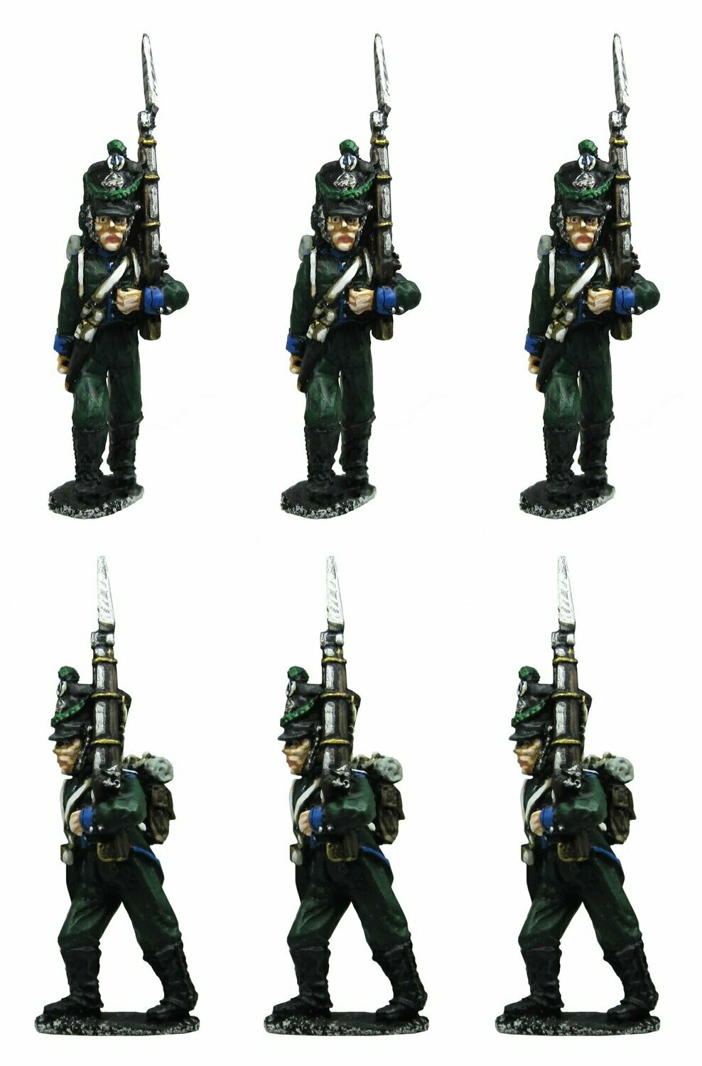 28mm Westphalian Light Infantry Chasseurs marching full dress