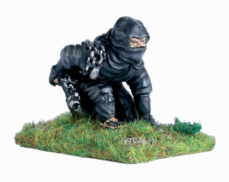 Ninja crouched with kusari gama
