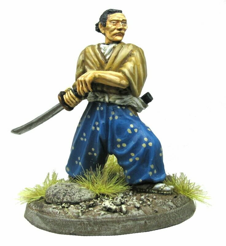Unarmoured Samurai ready with katana