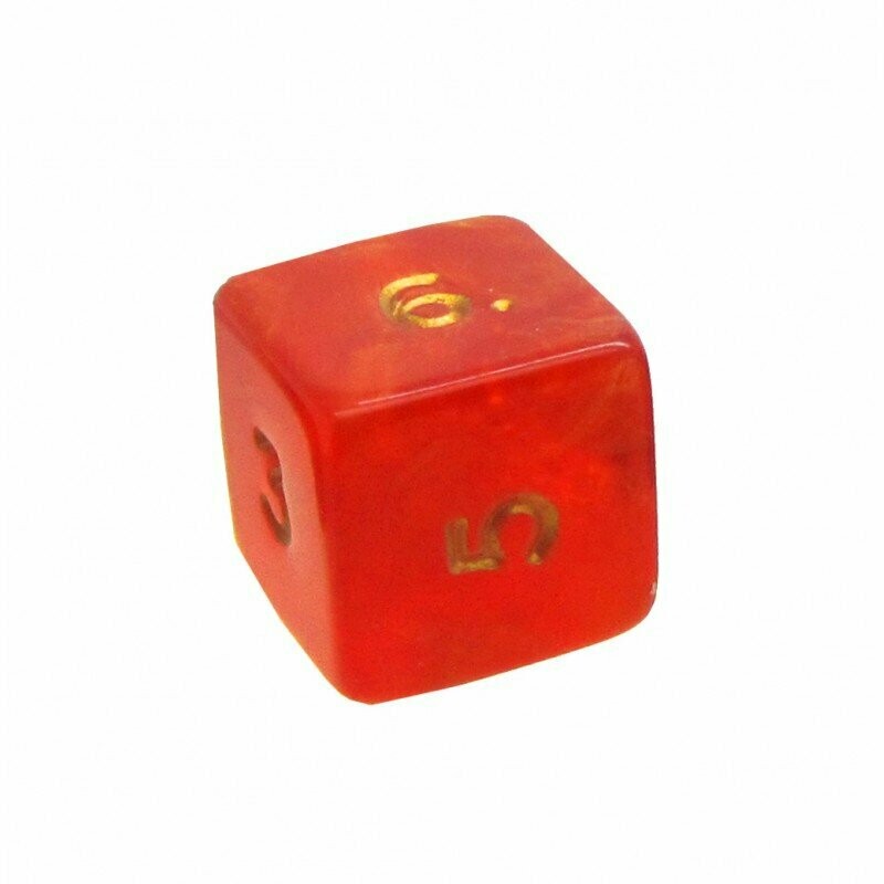 6 sided Red with gold swirl (14mm)