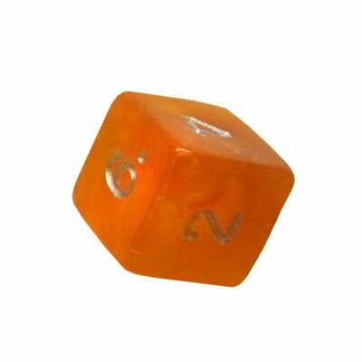 6 sided Orange with gold swirl (14mm)
