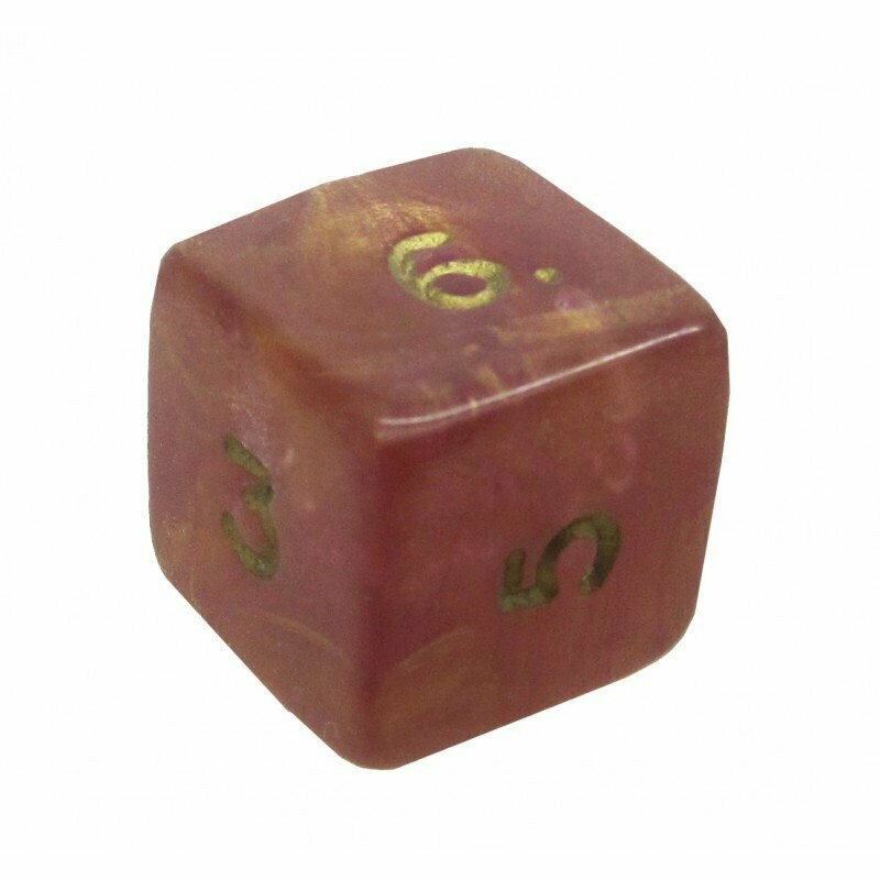 6 sided Dark Pink with gold swirl (14mm)