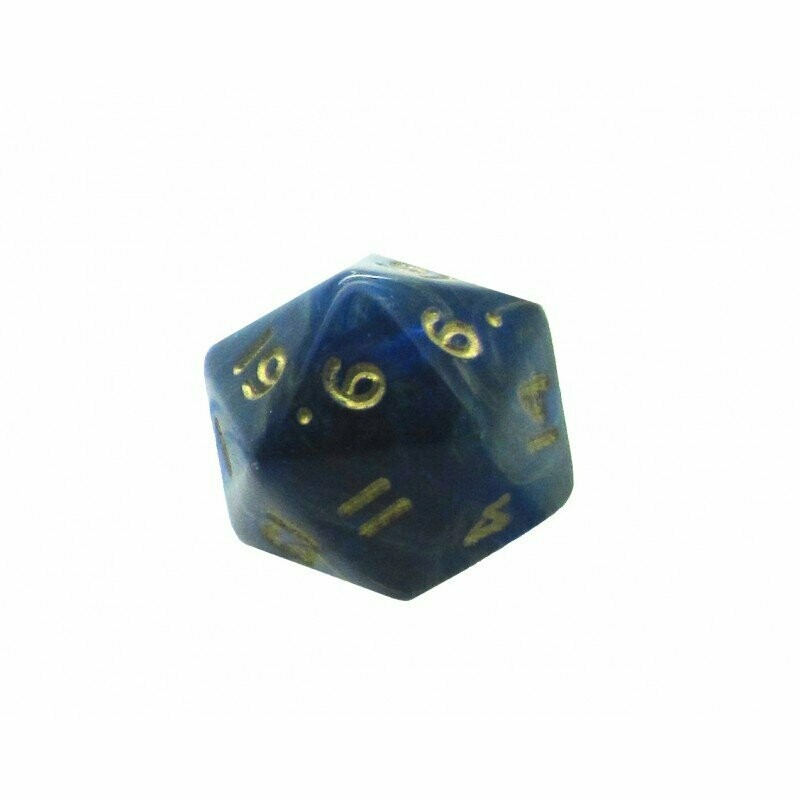 20 sided Blue with gold swirl