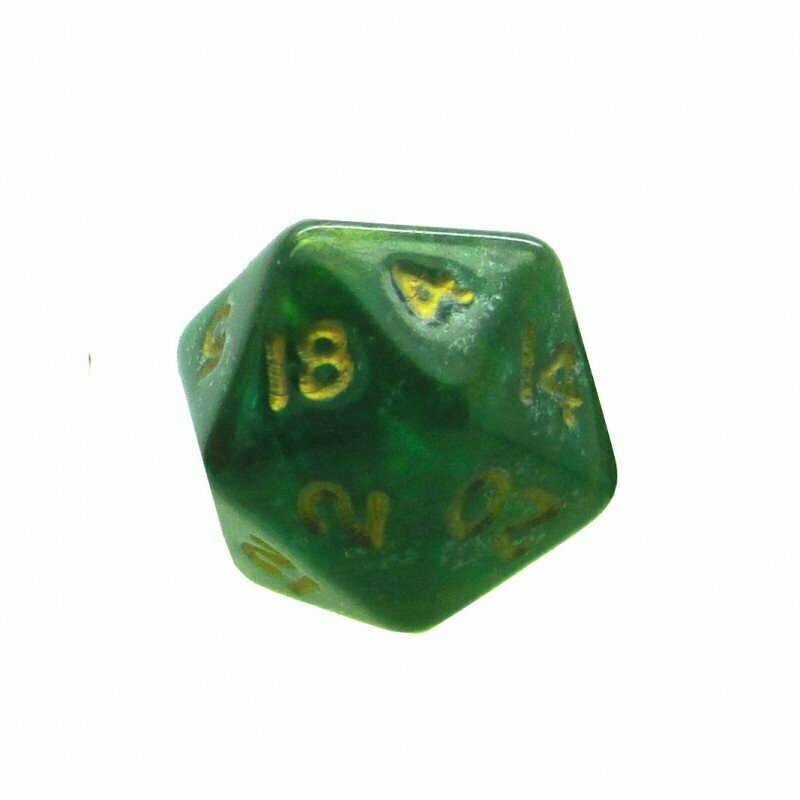 20 sided Green with gold swirl