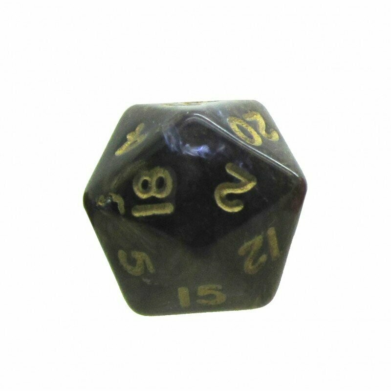 20 sided Black with gold swirl