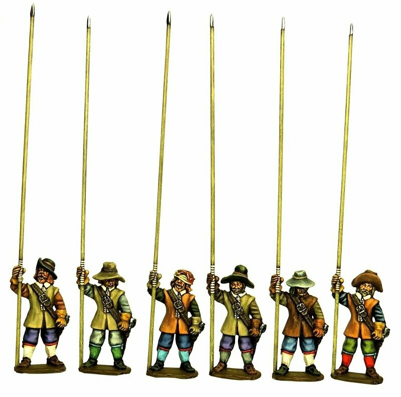 28mm Thirty years war un-armoured pikemen standing pike upright