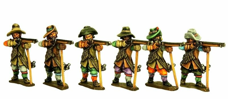 28mm Thirty years war Musketeers firing x 6