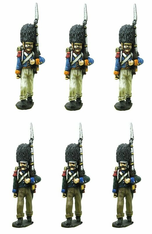 28mm Westphalian Light Infantry Karabiniers in bearskins marching campaign dress