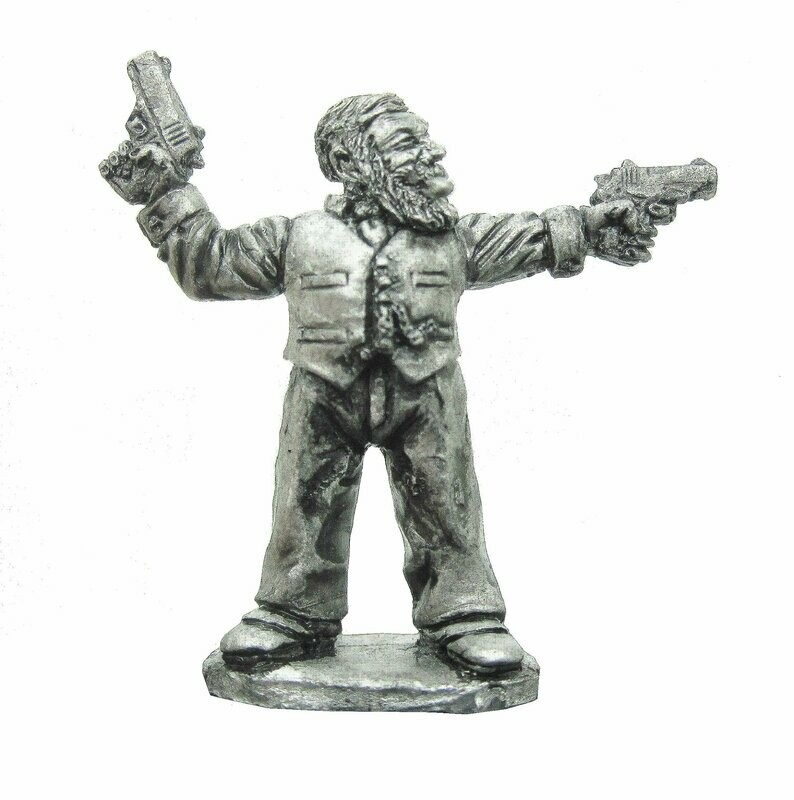 ​28mm Fantasy Gangster Dwarf  with two .45 autos