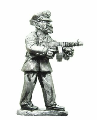 28mm Fantasy Orc Policeman firing a Thompson machine gun.