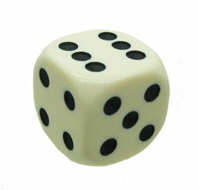 6 sided 18mm Bone coloured spot dice