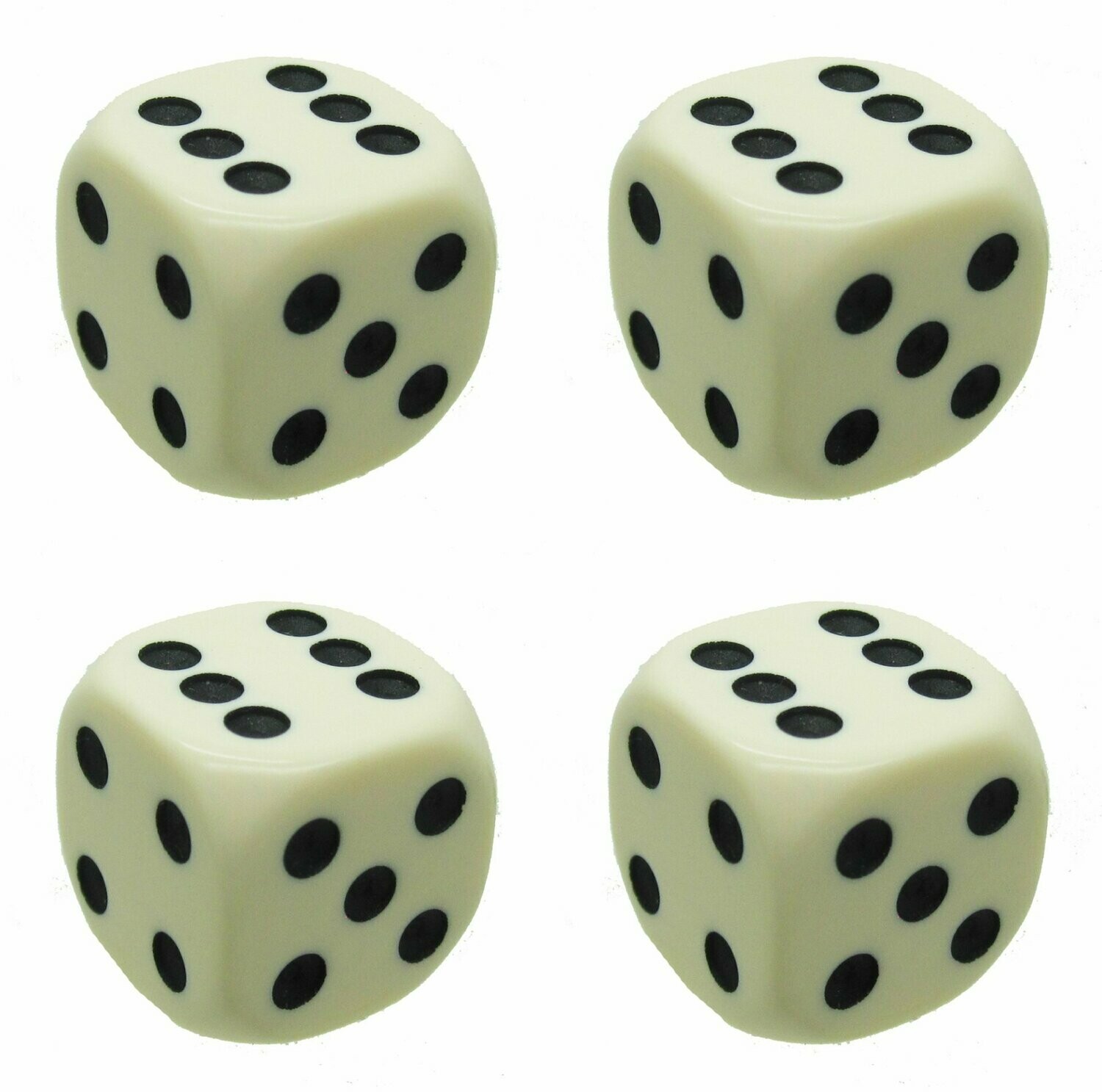 6 sided bone coloured 18mm spot dice x 4
