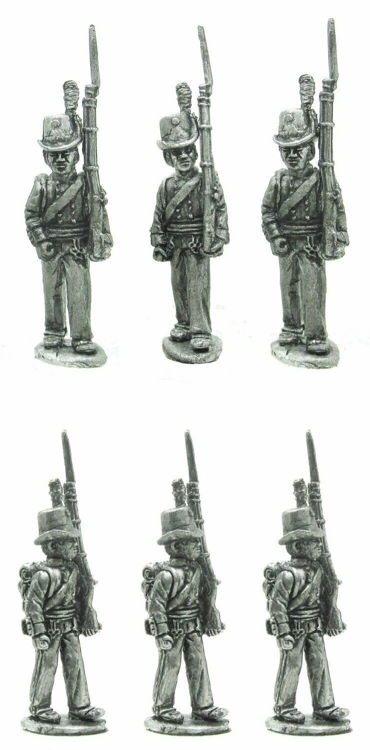 Swedish Napoleonic infantry marching wearing top hats - 1810 uniform.