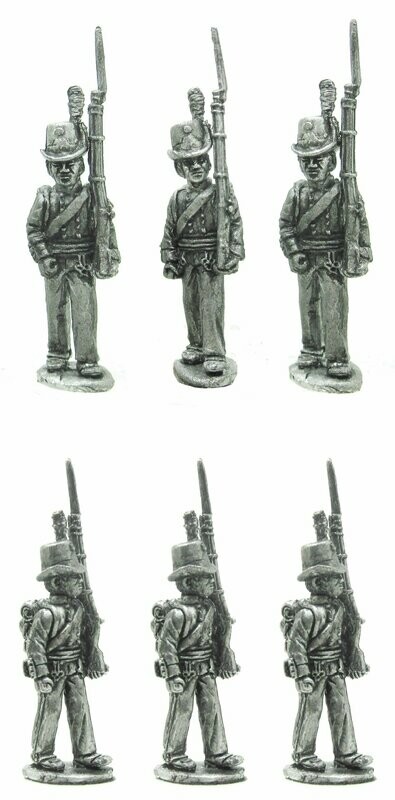 Swedish Napoleonic infantry marching wearing top hats - 1810 uniform.