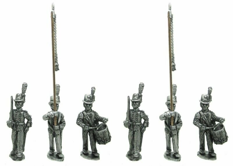 Swedish Napoleonic infantry command wearing top hats - 1810 uniform.