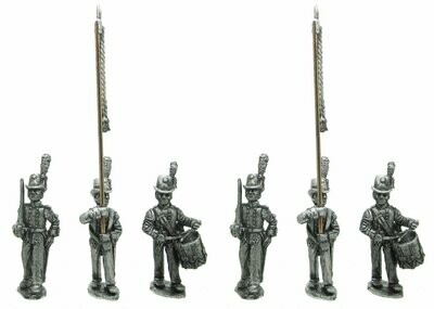 Swedish Napoleonic infantry command wearing top hats - 1810 uniform.
