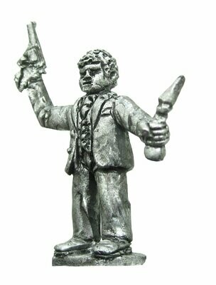 ​28mm Fantasy Gangster Halfling with pistol and molotov cocktail.