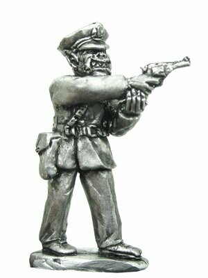 28mm Fantasy Orc Policeman with aimed pistol.