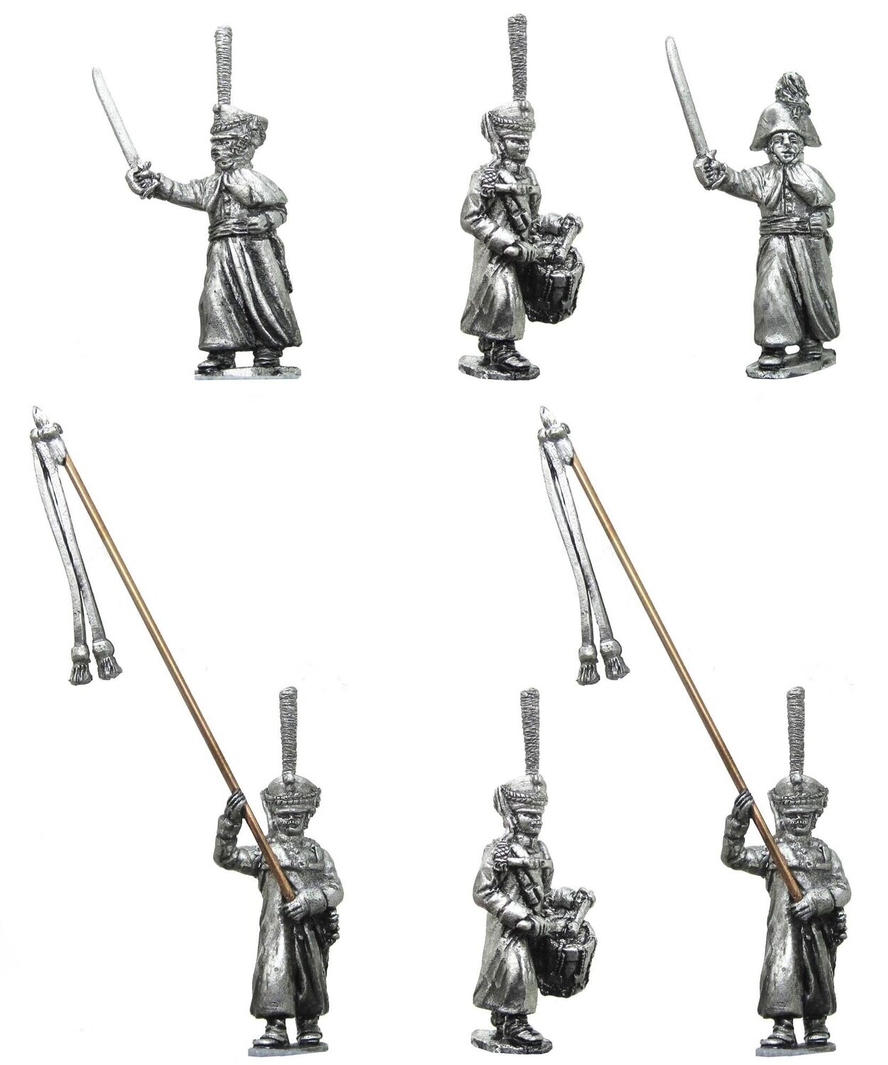 28mm Russian Napoleonic Grenadier command wearing kiwer and greatcoat