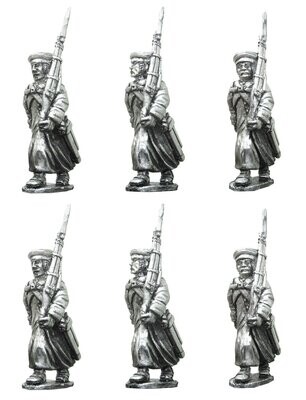 28mm Russian Napoleonic infantry in greatcoat and fatigue caps