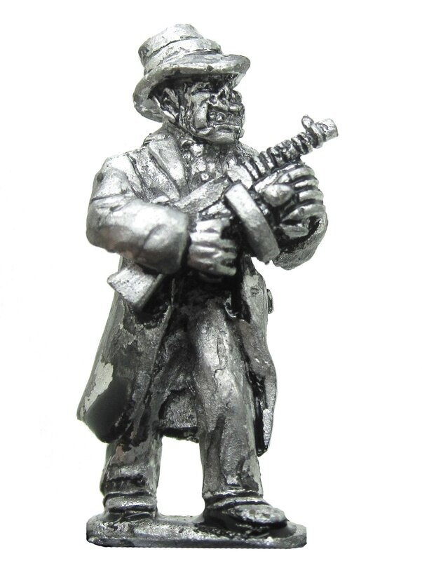 ​28mm Fantasy Orc Detective with machine gun.