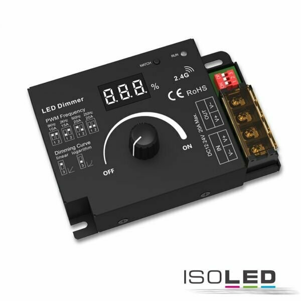 Sys-Pro Dreh/Funk Mesh Multi-PWM-Dimmer, 1 Kanal, 12-24V DC 10-20A, 36-48V DC 15A