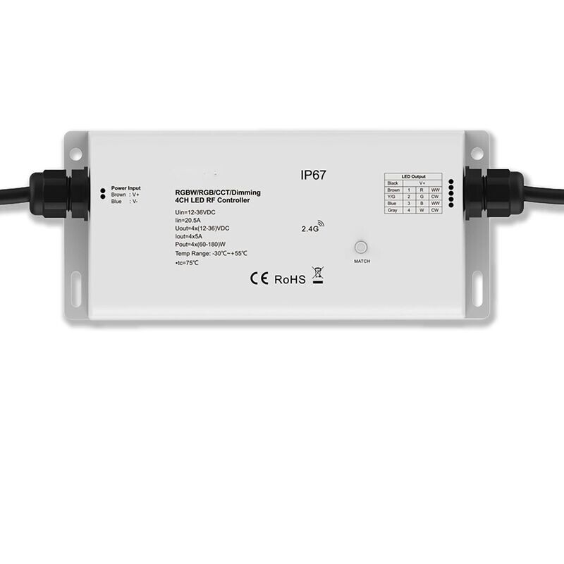 Sys-Pro Funk Mesh PWM-Dimmer IP67, 1-4 Kanal, 12-36V DC 4x5A