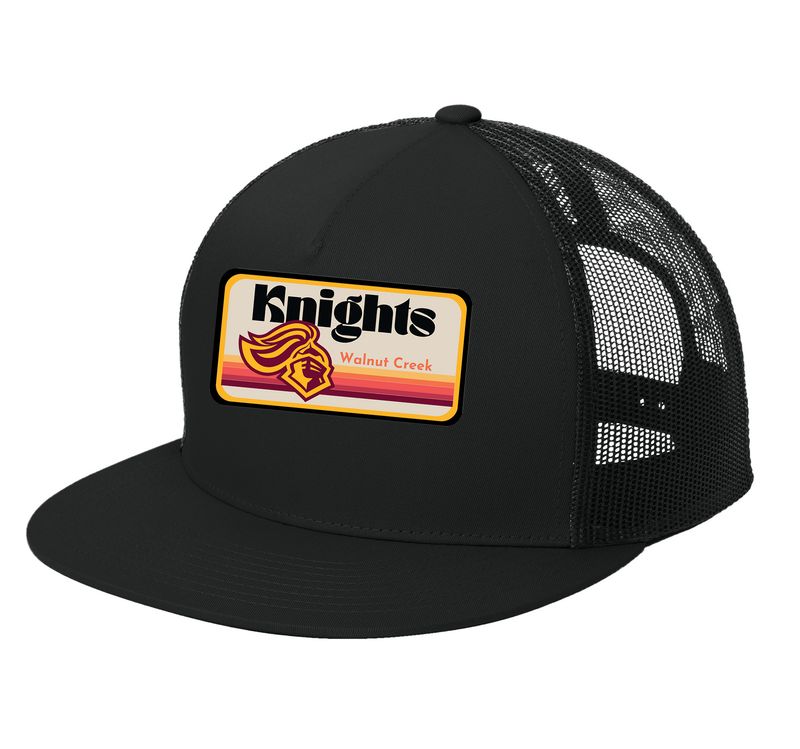 Flat Bill Knights Patch Trucker Hat