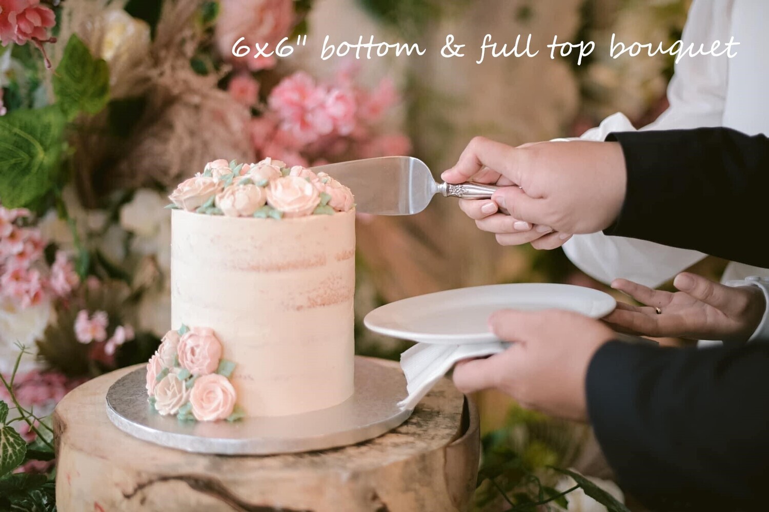 1-Tier Naked Cake w/ 3D Buttercream Flowers